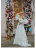 Two Piece Ivory Lace Tulle Floral Wedding Dress
